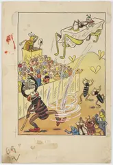 Ondřej Sekora, How Mr. Rose Chafer Failed on the Radio, 1936, ink, watercolour, gouache on paper