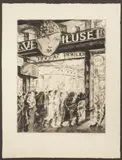 Vladimír Silovský, Near the Cinema, 1938, drypoint, paper