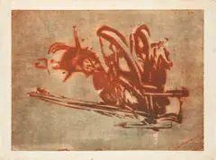 Vladimír Boudník, Phoenix Bird, 1965, structural print, paper