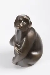 Vincenc Vingler, A Sitting Monkey, 1944, patinated bronze