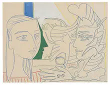 Françoise Gilot, Le Dice, 1952, Colored crayon and gouache on paper