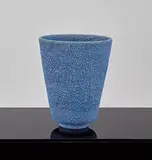 Conical vase by Gertrud and Otto Natzler, Blue Lavastone glazed ceramic, sold Feb 2018