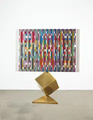 Yaacov Agam, Continuity, 1980, Kinetic double-sided oil on aluminum relief sculpture mounted to metal base