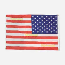 Sam Durant, The Other Side/El orto lado (Regionalism, Nationalism, Imperialism), 2005, American and Mexican Flags with embroidery