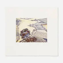 Wayne Thiebaud, River and Farms, 2002, direct gravure in colors with drypoint