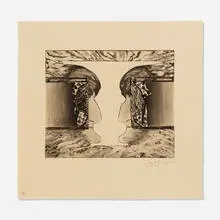 Valentine by Jasper Johns, 2010, etching with aquatint on Skikoku Surface Gampi, sold Feb 2024