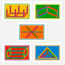 Isometric Figures by Sol LeWitt, 2002, linocut in colors on Somerset Satin, sold Feb 2024