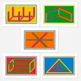 Sol LeWitt, Isometric Figures, 2002, linocut in colors on Somerset Satin