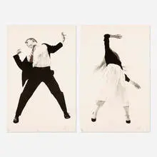 Untitled IV; Untitled V (two works from the Men in the Cities series) by Robert Longo, 1990, lithograph on Arches, sold Feb 2024