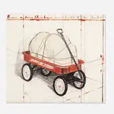 Christo, Package on Radio Flyer, Project, 1993, lithograph and screenprint in colors with collage on BFK Rives