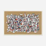 Jean Dubuffet, Site avec trois personnages, 1976, screenprint in colors