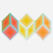 Volumes: A Variable Multiple by Richard Anuszkiewicz, 1970, screenprint in colors on polystyrene, sold Feb 2024