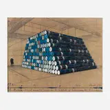 Christo, The Mastaba - 1240 Oil Barrels (Project for the Institute of Contemporary Art, Philadelphia), 1998, offset lithograph and screenprint in colors