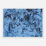 George Condo, Blue Expanding Figures (from the 2006: Trance/Borders portfolio), 2006, screenprint in colors