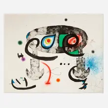 Le Hibou blasphémateur by Joan Miró, 1975, etching and aquatint in colors on Arches watermark Maeght, sold Feb 2024