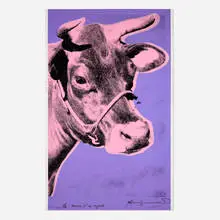 Cow by Andy Warhol, 1976, screenprint in colors on wallpaper, sold Feb 2024