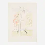 Salvador Dalí, Le singe et le léopard (from the La Bestiare de la Fontaine Dalínise portfolio), 1974, engraving with color stencil on Arches