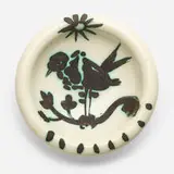 Oiseau sur la branche by Pablo Picasso, 1952, white earthenware with oxidized paraffin decoration and enamel, sold Feb 2024