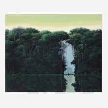 Tomás Sánchez, Meditador en la orilla, 2020, screenprint in colors on Somerset Satin laid to aluminium