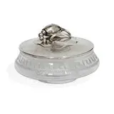 Blossom or Magnolie lidded dresser jar, #2A by Georg Jensen, 1905, sold Jun 2021