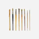 collection of eight paint brushes by From the studio of Paul Rand, beech, lacquered wood, bamboo, sold Sep 2018