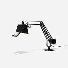 Hadrill and Horstmann, desk lamp, c. 1945, enameled aluminum, enameled steel