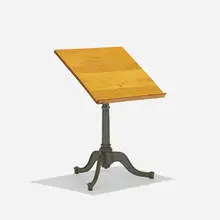 Industrial, drafting table, c. 1915, enameled steel, oak