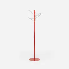 Postmodern, coatrack, c. 1980, enameled steel, chrome-plated steel
