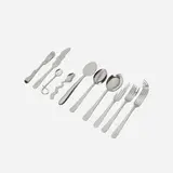 Shigeo Fukuda, Hi-Sense flatware, c. 1990, chrome-plated steel, sterling silver