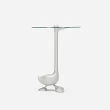 Alessandro Mendini, Sirfo table, 1986, cast and enameled aluminum, glass, chrome-plated steel