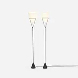 Carl Auböck, floor lamp, pair, c. 1975, enameled steel, polyester