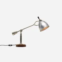 table lamp by Édouard-Wilfred Buquet, c. 1925, chrome-plated brass, aluminum, ash, Bakelite, sold Jul 2018