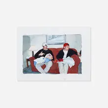 Tim Gardner, Nick and Bhoadie Opening Christmas Gifts, 1998, watercolor on paper
