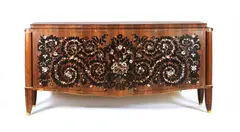 Jules Leleu, Jules Leleu (French, 1883, an Art Deco ‘Feux d’artifice’ (Fireworks) rosewood and marquetry commode