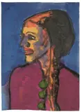 Frauenkopf by Emil Nolde, Aquarell und Tuschpinsel auf Papier, sold Nov 2015