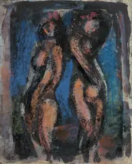 Georges Rouault, Nus décoratifs (Caryatides), 1929, Ölfarbe (mit Terpentin verdünnt), Gouache und Pastell auf Papier, fest auf Unterlagekarton montiert