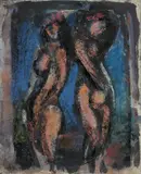 Georges Rouault, Nus décoratifs (Caryatides), 1929, Ölfarbe (mit Terpentin verdünnt), Gouache und Pastell auf Papier, fest auf Unterlagekarton montiert