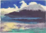 Emil Nolde, Bergsee“ (Schweiz), Aquarell auf Japan