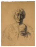 Honoré Daumier, Mère et Enfant, Kreide auf Bütten