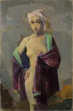 Stehende – Halbakt mit lila Kopftuch by Karl Hofer, Um 1936, Öl auf Leinwand, sold Nov 2010