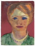 Bildnis eines Mädchens en face <br /> by Emil Nolde, (grünes Kleid)“. Um 1925 Aquarell auf Japan, sold Nov 2007