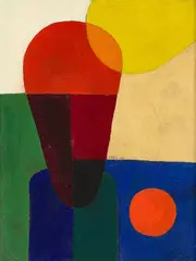 Franz Wilhelm Seiwert, Stark abstrahierte Halbfigur, 1920, Öl auf Pappe