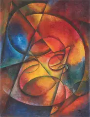 Thomas Ring, Roter Gong“ / „Rote Stimme, 1920, Öl auf Leinwand. Doubliert
