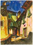 Gasse in Cavigliano by Karl Schmidt-Rottluff, 1928, Aquarell und Tuschpinsel auf leicht genarbtem Fabriano-Velin, sold May 2019