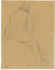 Edgar Degas, Cavalier, 1866, Bleistift auf bräunlichem Papier, aufgelegt auf Papier