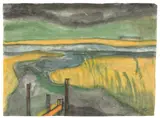 Landschaft um Utenwarf bei dem Dorf Ruttebüll“. Um 1920 / 25 by Emil Nolde, Aquarell auf Japan, sold Jun 2017