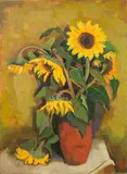 Karl Hofer, Sonnenblumen in einer Vase, 1946, Öl auf Leinwand