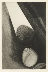 Jiří John, Rock Falling on a Rose, 1968, drypoint on paper