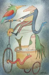 Adolf Born, Cabaret Artists, 2007, watercolour, pastel, paper
