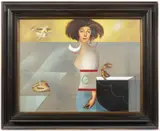 Josef Vyleťal, Nostalgic Scene, 1988, oil on wood